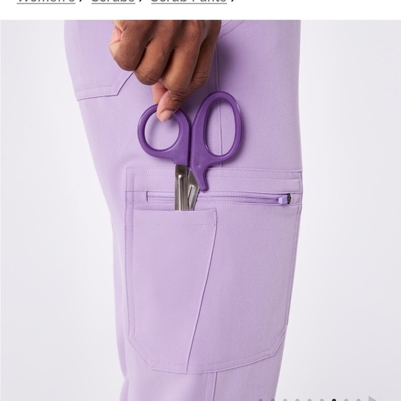 Figs High Waist Lavender pants with Neon Green Tie - Picture 7 of 11